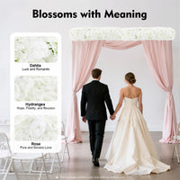 Fleurs pour Arche de Mariage, Rangée Blanche de Dahlias, vue complémentaire 2