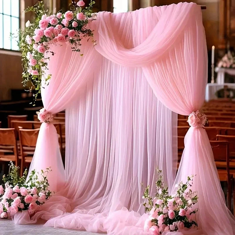 Voilage Tulle pour Arche de Mariage, Panneau de 75 × 600 cm, vue d'ensemble