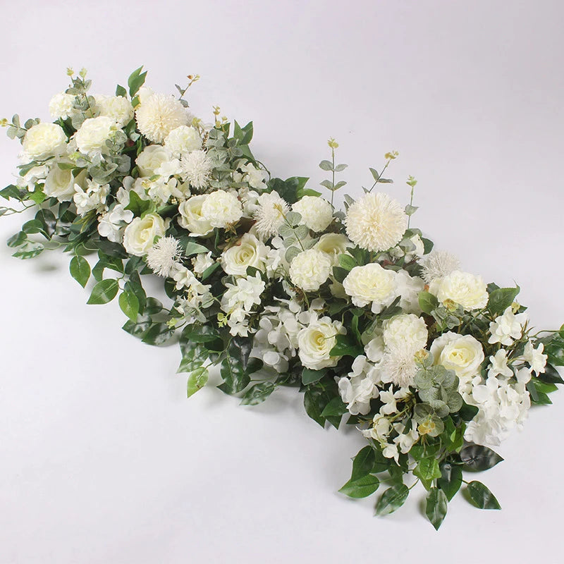 Rangée de Fleurs pour Arche de Mariage, coloris blanc et crème