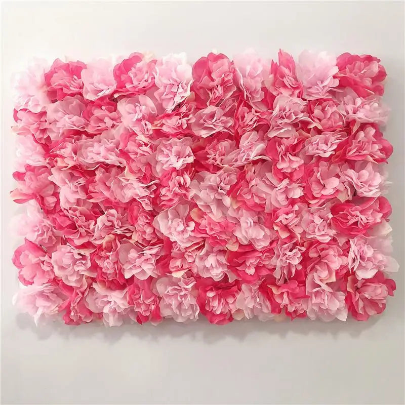 Mur de Fleurs Artificielles, Lot de 4 Panneaux 60 × 40 cm, coloris rose uni