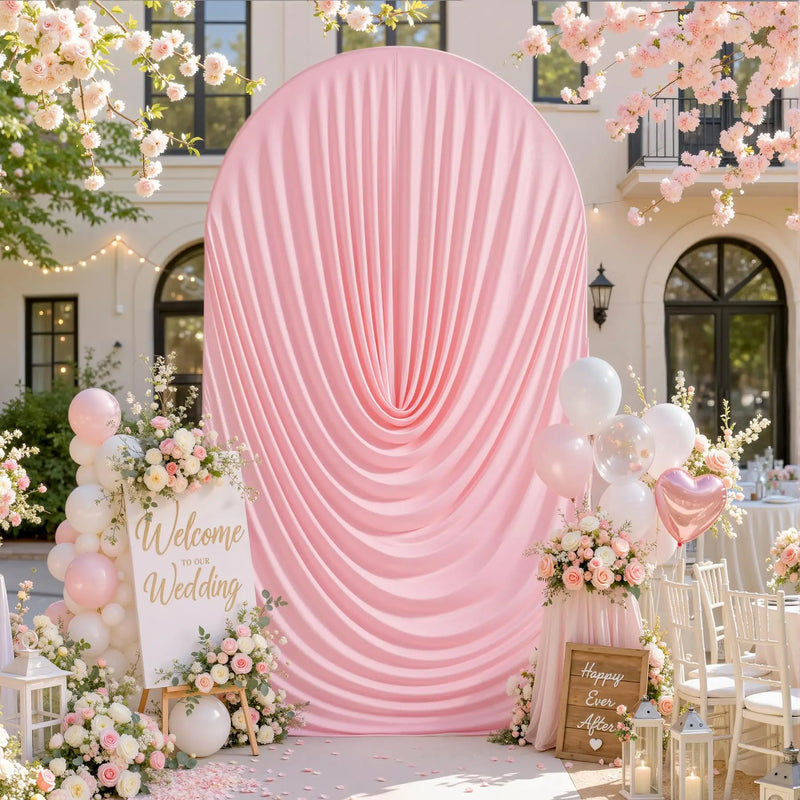 Housse d'Arche de Mariage Drapée Effet Rideau, 10 Coloris, 5 Tailles