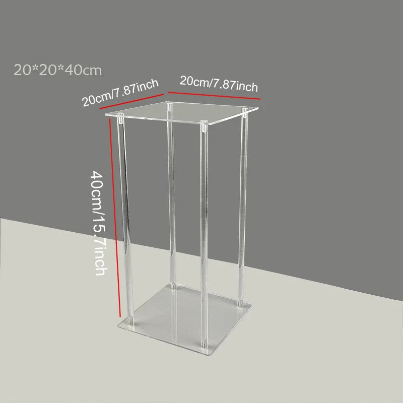 Colonne Acrylique Transparente pour Fleurs de Mariage, 3 Hauteurs de 40 à 80 cm
