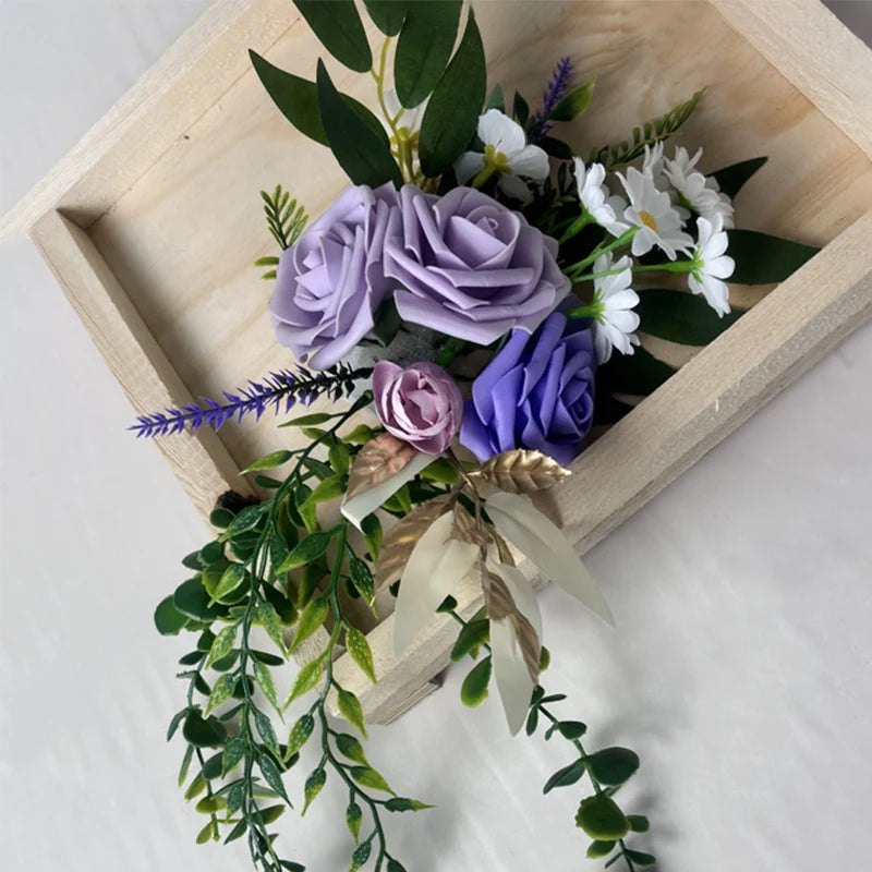 Composition de Fleurs pour Arche de Mariage, Violet et Lilas, vue d'ensemble