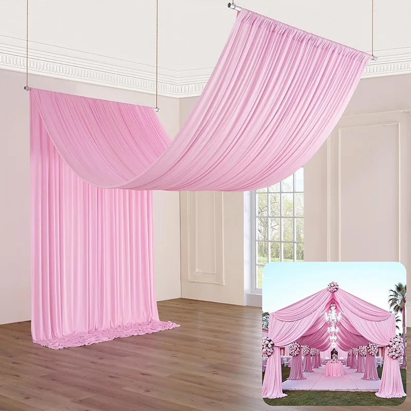 Toile de Fond Mariage Opaque en Polyester 180 g, coloris rose