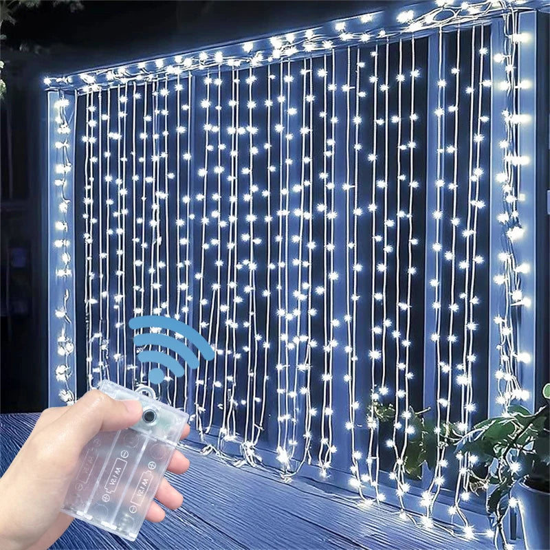Rideau Lumineux LED à Piles, coloris blanc