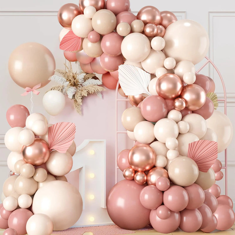 Kit Arche de Ballons Rose Poudré, Pêche et Or, vue complémentaire 2