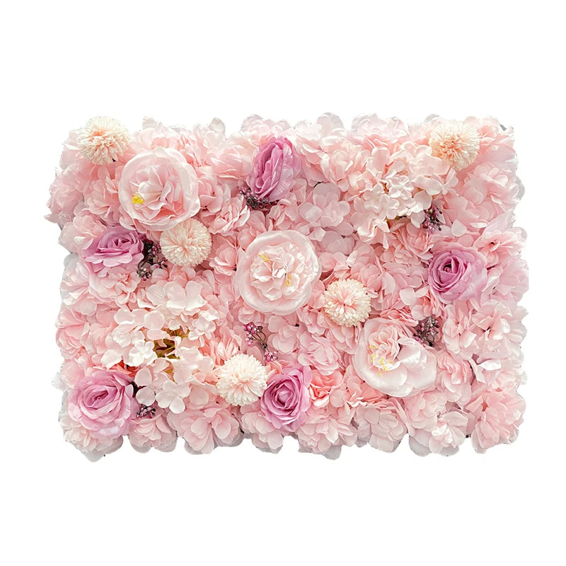 Mur de Fleurs Artificielles, Panneau de Roses 40 x 60 cm, coloris rose pâle