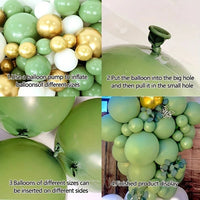 Kit Arche de Ballons Vert Sauge, Blanc et Or, 102 Pièces, vue complémentaire 5