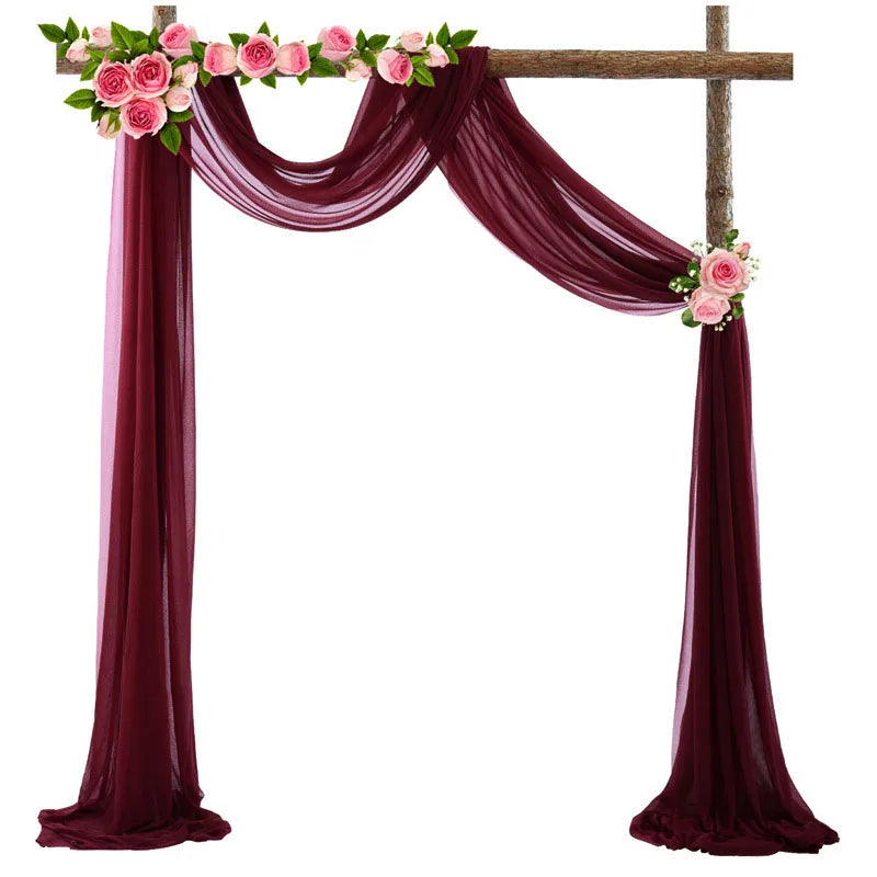 Voilage d'Arche de Mariage en Chiffon, coloris bordeaux