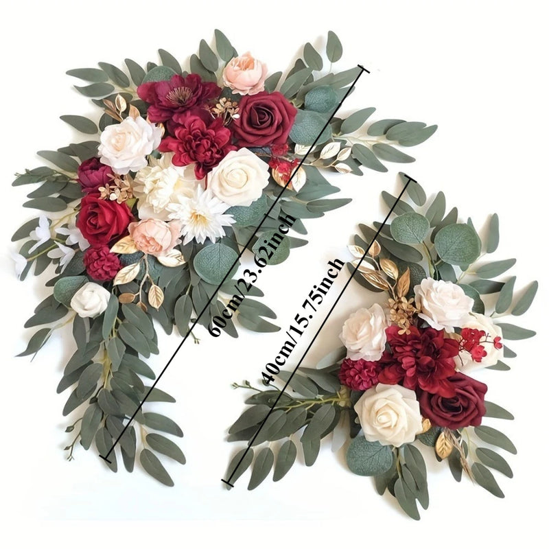 Fleurs pour Arche de Mariage, coloris rouge, pêche et ivoire