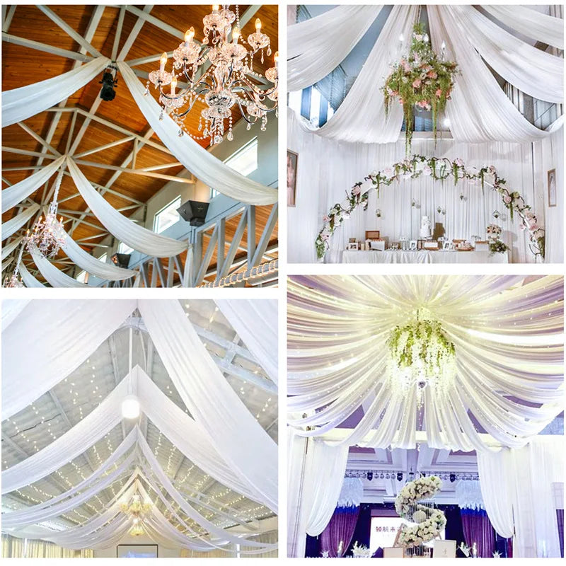 Voilage de Plafond pour Salle de Mariage, coloris blanc