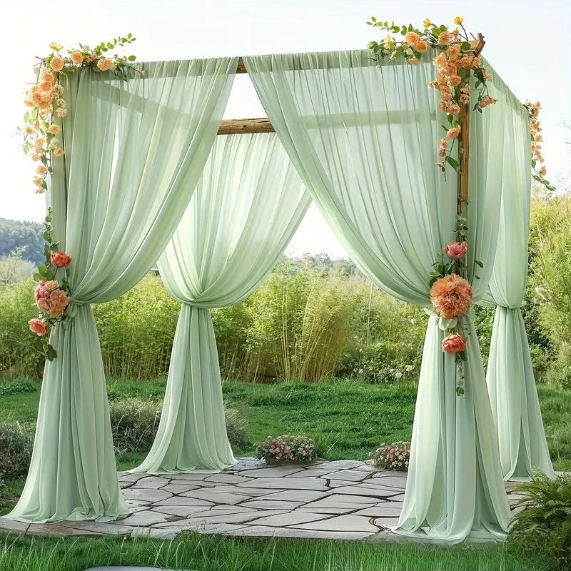 Voilage Arche de Mariage Transparent, 75 cm × 6 m, coloris vert pâle