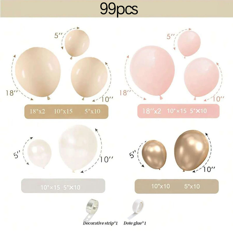 Kit Arche de Ballons Sable, Rose, Blanc et Or, 99 Pièces, vue complémentaire 2