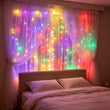 Rideau Lumineux LED 3 m de Large avec Télécommande 8 Modes, 3 Couleurs