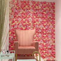 Mur de Fleurs Artificielles, Panneau de Roses Fuchsia 40 × 60 cm, 3 Coloris