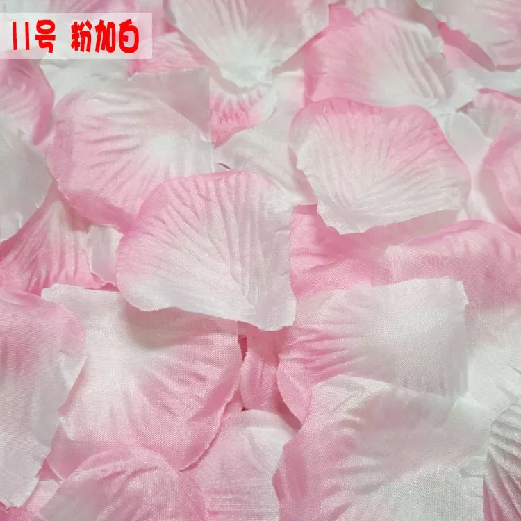 Pétales de Rose Artificiels en Tissu, coloris rose pâle et blanc