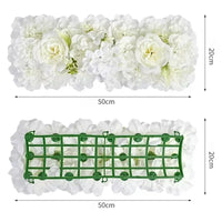 Rangée de Fleurs Artificielles Hortensias et Pivoines, coloris blanc et ivoire, pivoines et hortensias