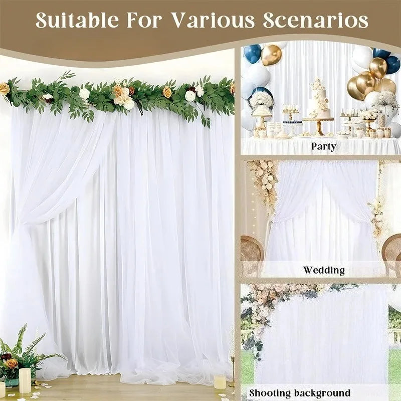 Voilage Mariage en Chiffon Blanc, 160 x 300 cm, vue complémentaire 2