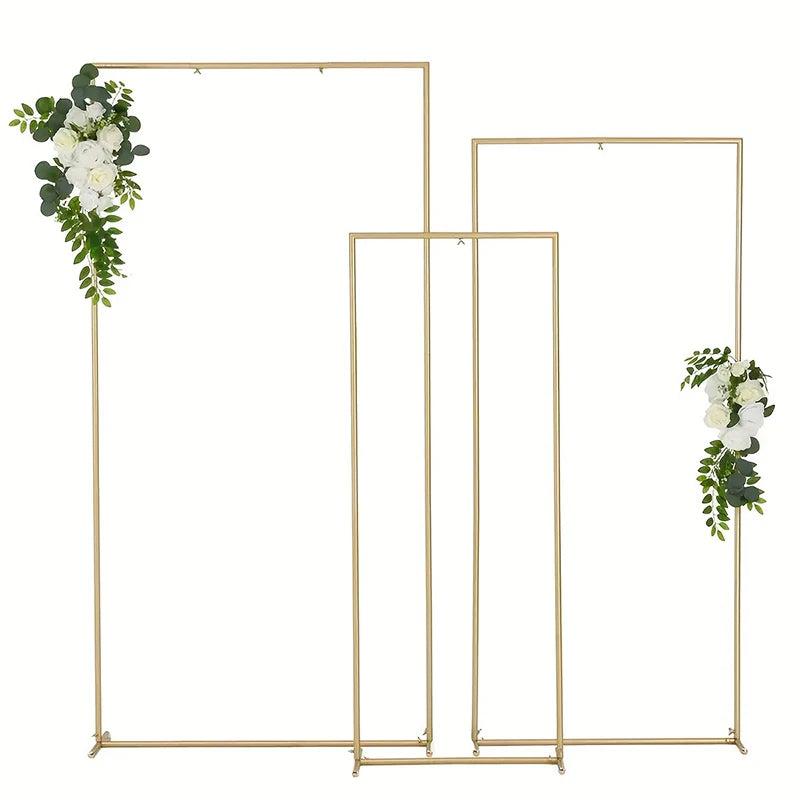 Arche de Mariage Rectangulaire en Métal Doré, 150 à 200 cm, vue d'ensemble