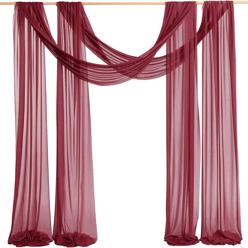 Voilage Mariage pour Arche et Porte en Polyester, coloris bordeaux