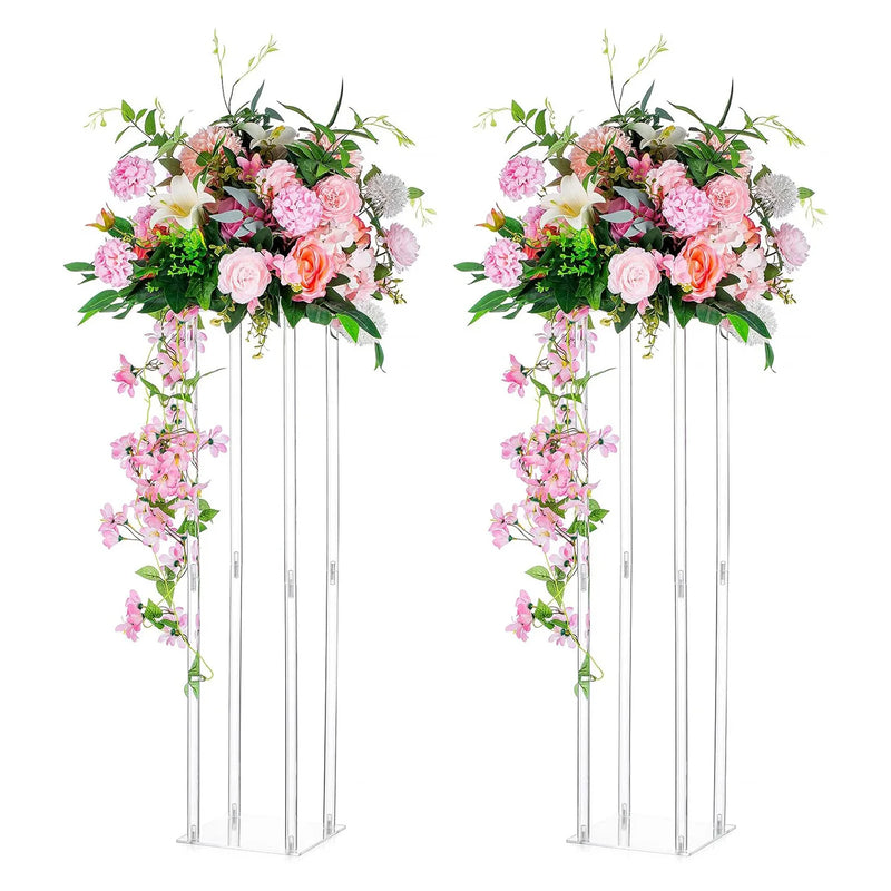 Colonne Acrylique Transparente pour Fleurs de Mariage, 3 Hauteurs de 40 à 80 cm