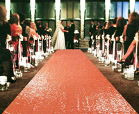 Tapis d'allée de mariage à paillettes, couleur orange