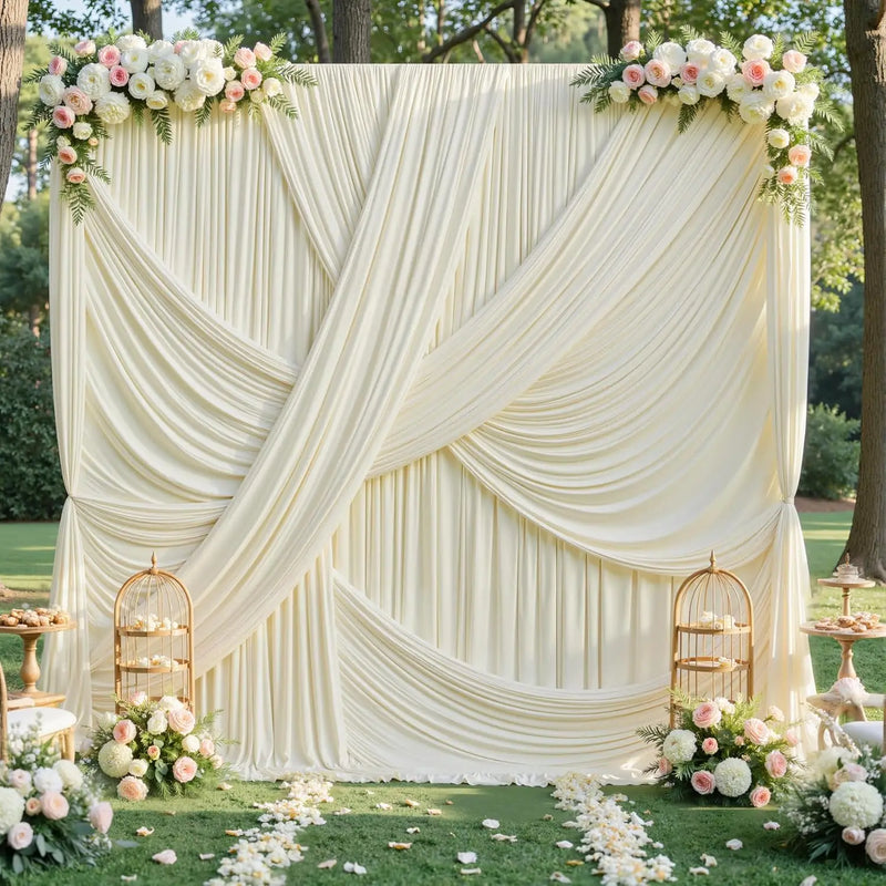 Toile de Fond Mariage Sans Plis, Rideau de Photocall, coloris ivoire