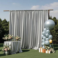 Rideau Satin Brillant pour Fond de Cérémonie, 140 cm de Large, coloris argenté
