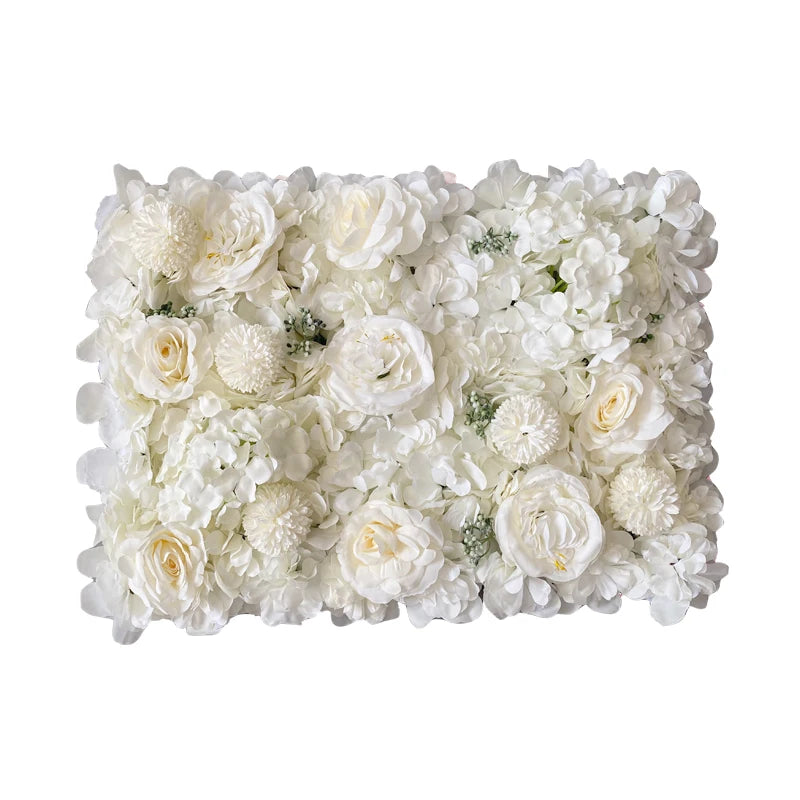 Mur de Fleurs Artificielles, Panneau de Roses 40 x 60 cm, coloris ivoire