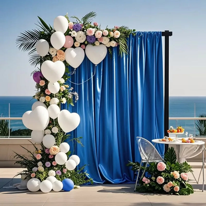 Rideau Satin Brillant pour Fond de Cérémonie, 140 cm de Large, coloris bleu roi