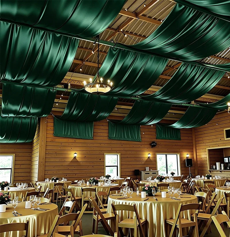 Drapé de Plafond Mariage en Satin, 16 Coloris, 3 à 12 m
