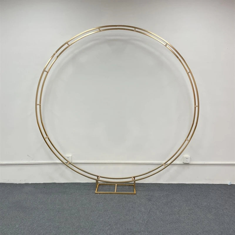 Arche de Mariage Ronde Dorée Double Cercle, 200 cm de Diamètre, double cercle, écart serré