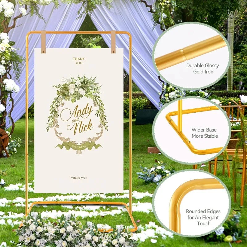 Chevalet Plan de Table Mariage Doré à Sangles, Hauteur 130 ou 180 cm