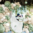 Kit Arche de Ballons Vert Sauge, Sable et Blanc, 120 Pièces