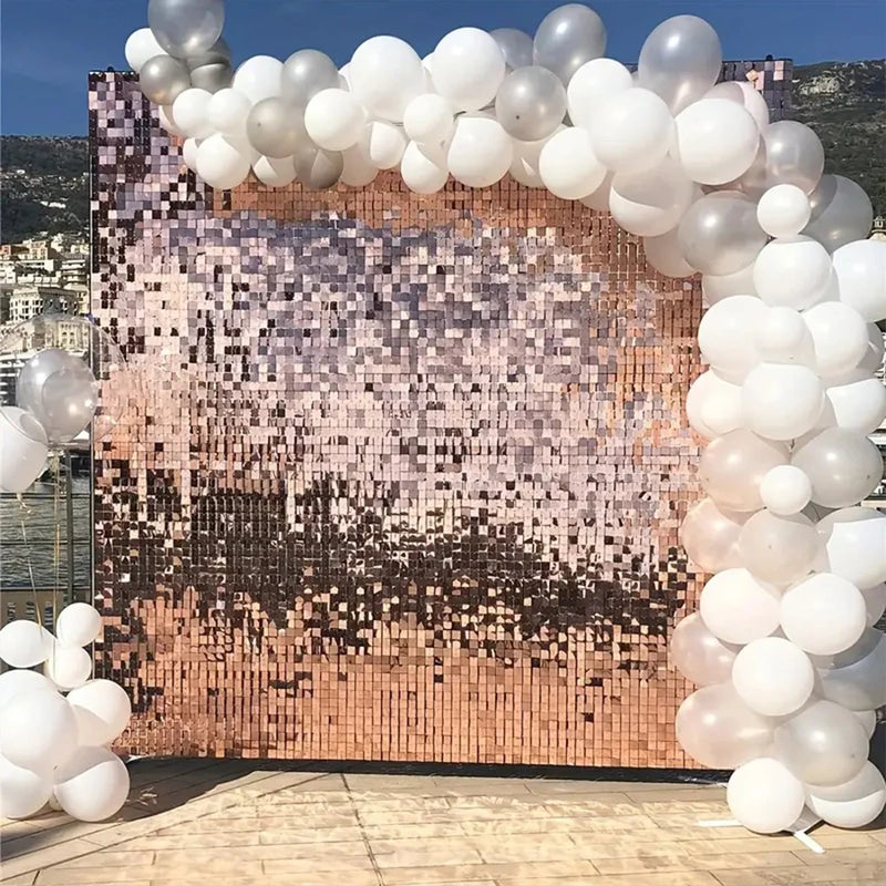Mur de Paillettes pour Photocall Mariage, coloris or rose
