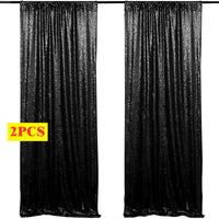 Toile de Fond Mariage à Sequins, Rideau 60 × 240 cm, noir, lot de 2 panneaux