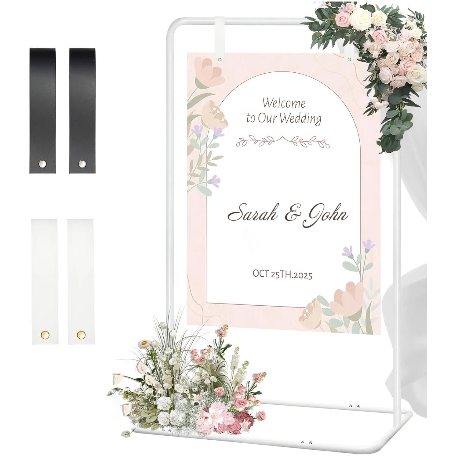 Chevalet Cadre Panneau de Bienvenue Mariage en Métal, vue d'ensemble