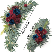 Fleurs pour Arche de Mariage, coloris bordeaux et bleu canard