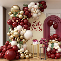 Kit Arche de Ballons Bordeaux, Blanc Sable et Or, 131 Pièces, vue complémentaire 2
