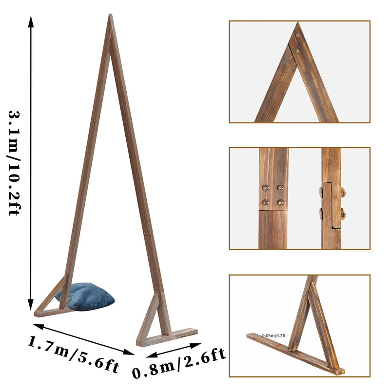 Arche de mariage en bois triangulaire champêtre, pour une cérémonie laïque