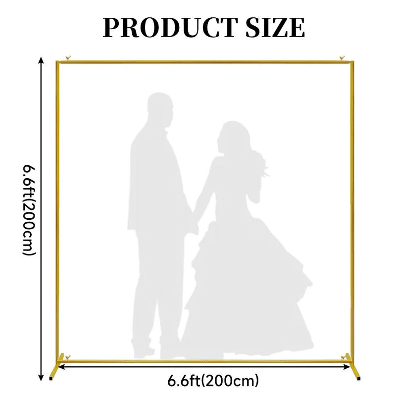 Arche de Mariage Dorée Démontable, Cadre Rectangulaire de 150 ou 200 × 200 cm