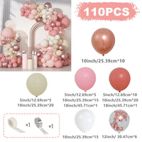 Kit Arche de Ballons Rose Poudré, Pêche et Or, kit 110 pièces, terracotta, rose, sable et or rose