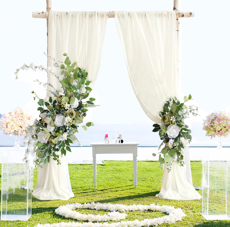 Compositions Florales et Voilages Bohèmes pour Arche de Mariage, 24 Articles à la Pièce
