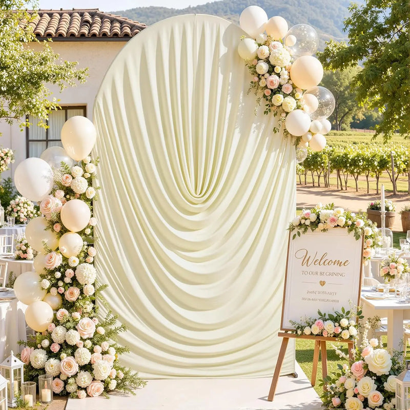 Housse d'Arche de Mariage Drapée Effet Rideau, 10 Coloris, 5 Tailles
