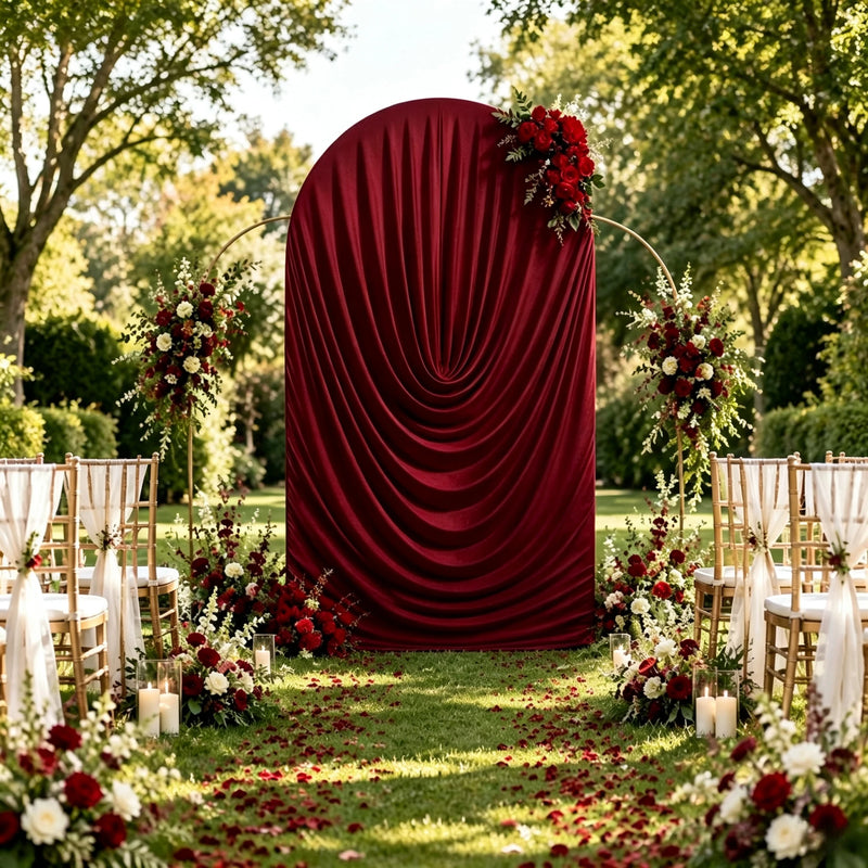 Housse d'Arche de Mariage Drapée Effet Rideau, 10 Coloris, 5 Tailles