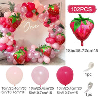 Kit Arche de Ballons Pastel, Rose, Bleu et Or, rose, rose vif et ballons fraise, 102 pièces