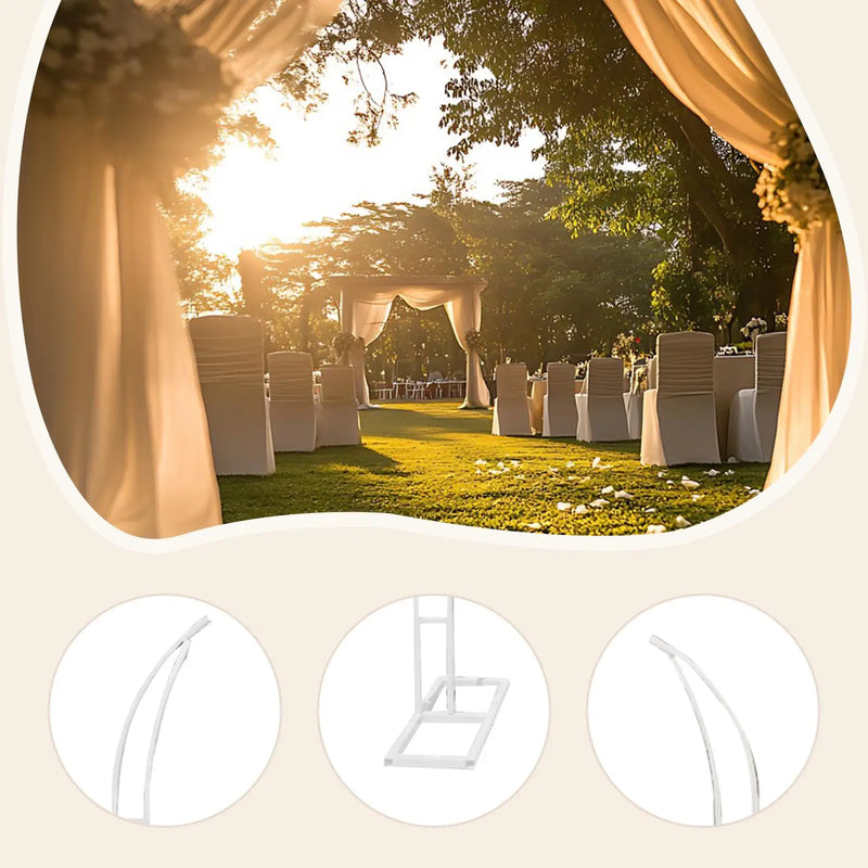 Arche de Mariage Semi-Ouverte en Métal, Paire de 180 et 210 cm, Blanc, Doré ou Noir