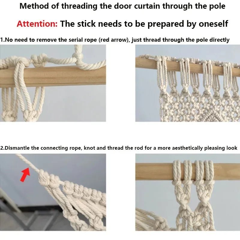 Rideau en Macramé Bohème pour Porte et Fond de Mariage, 6 Tailles de 90 à 130 cm