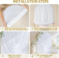 Housse d'Arche de Mariage Drapée Effet Rideau, 10 Coloris, 5 Tailles