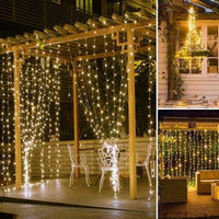 Rideau Lumineux LED à Télécommande, Blanc ou Blanc Chaud, 300 x 200 ou 300 x 300 cm